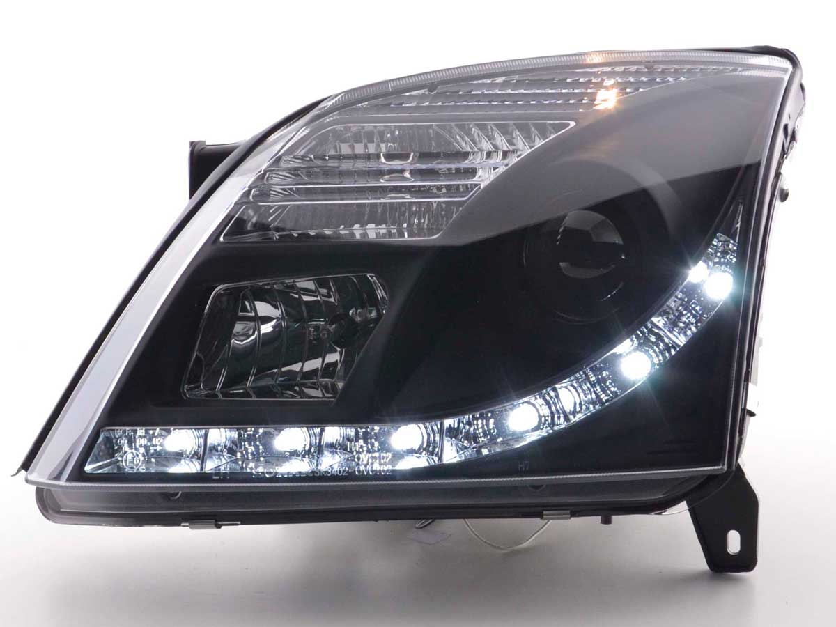 Scheinwerfer Set Daylight LED Tagfahrlicht Opel Vectra C 2002-2005 schwarz Scheinwerfer Set Daylight LED Tagfahrlicht Opel Vectra C 2002-2005 schwarz